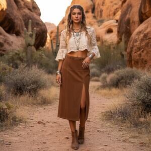 Anthropologie Faux Suede Ankle Skirt Size 6